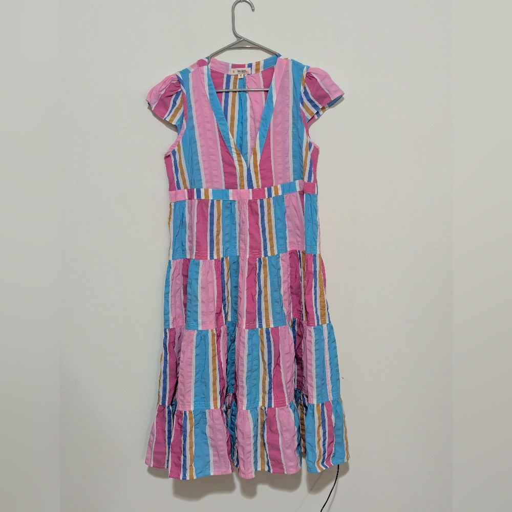 Lemlem by Liya Kebede Women's Large Ethically Made Dopamine Dressing Midi Dress